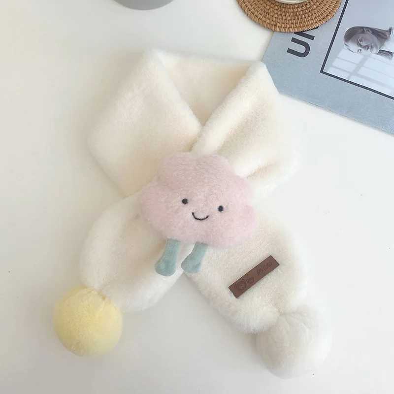 Scarves Wraps Childrens Scarf Autumn And Winter Cute Artificial Fur Plush Clouds Cross Scarf Outdoor Warm Scarf Female Baby Soft Scarf Gift H241213