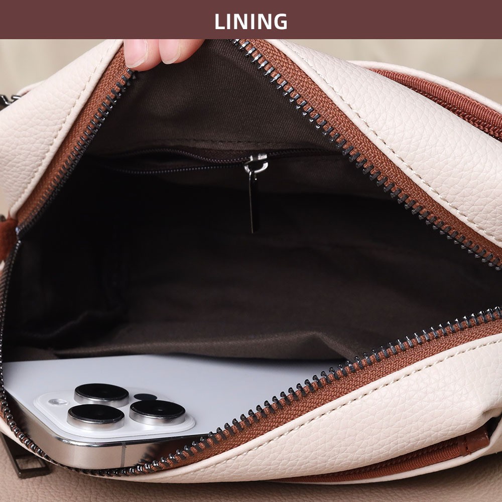 Chic Small Square Vintage Shoulder Bag for Women Featuring Multilayer Zip Design