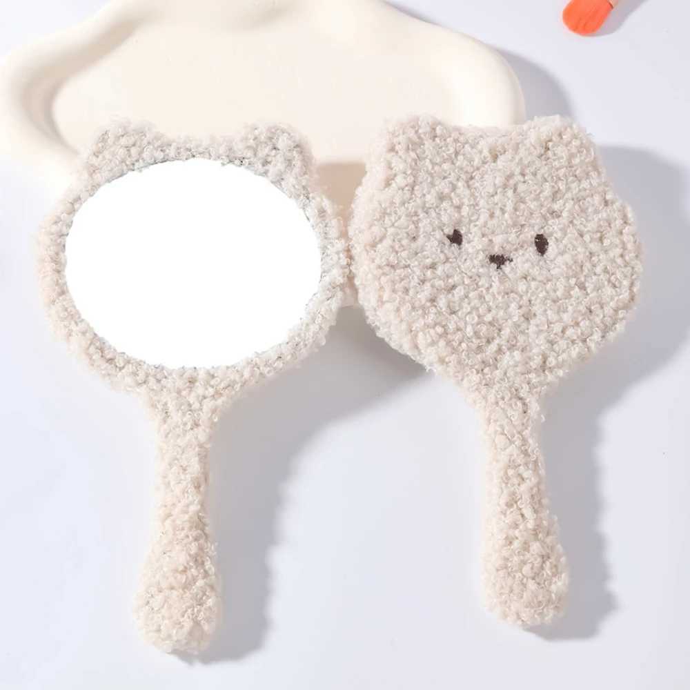 1 Pcs Cute Plush Bear Hand Held Mirror For Makeup 10x17.5cm High-definition Small Portable Handheld Mirror Cosmetic Beauty ToolsXJ241213