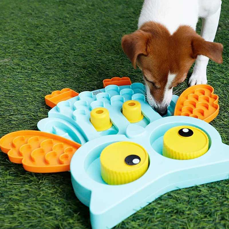 GiGwi Cat Toys Puzzle Owl Slow Food Plate Toy for Dogs Molar Training Bite Resistance Pet Look for Hidden Interactive Dog Toys X241213