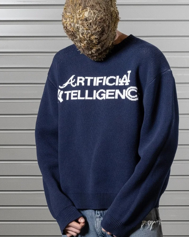 American vintage crewneck hoodie Men y2k Harajuku fashion letter printed sweater couple casual loose trend street 241213