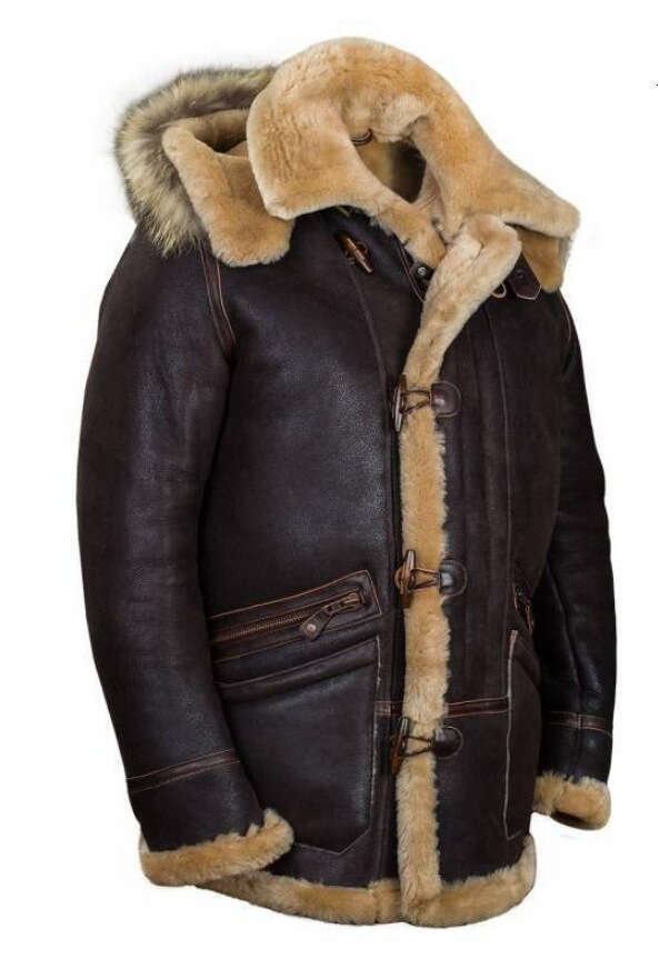 Leather And Integrated Men's Zipper Bag Hooded Fur Coat, Fashionable Quality, Classic