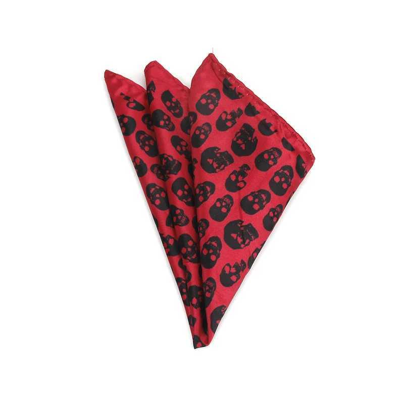 New mens handle retro skull print pocket square soft silk Hanks wedding party business Hanks chest towel gift W241213