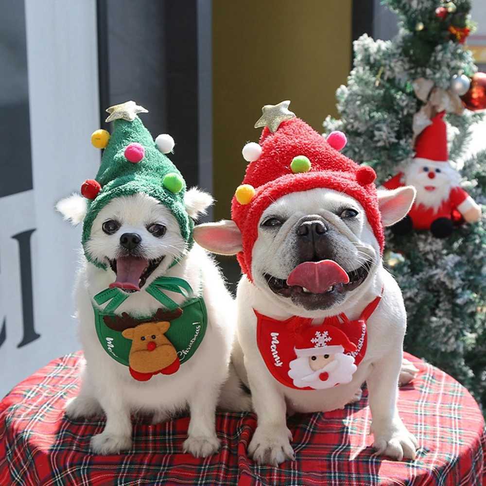Scarves Wraps Christmas Pet Hat Cute Cartoon Antlers Saliva Towel for Dog Cat Dress Up Supplies Scarf Autumn and Winter Clothes Pet Accessory H241213