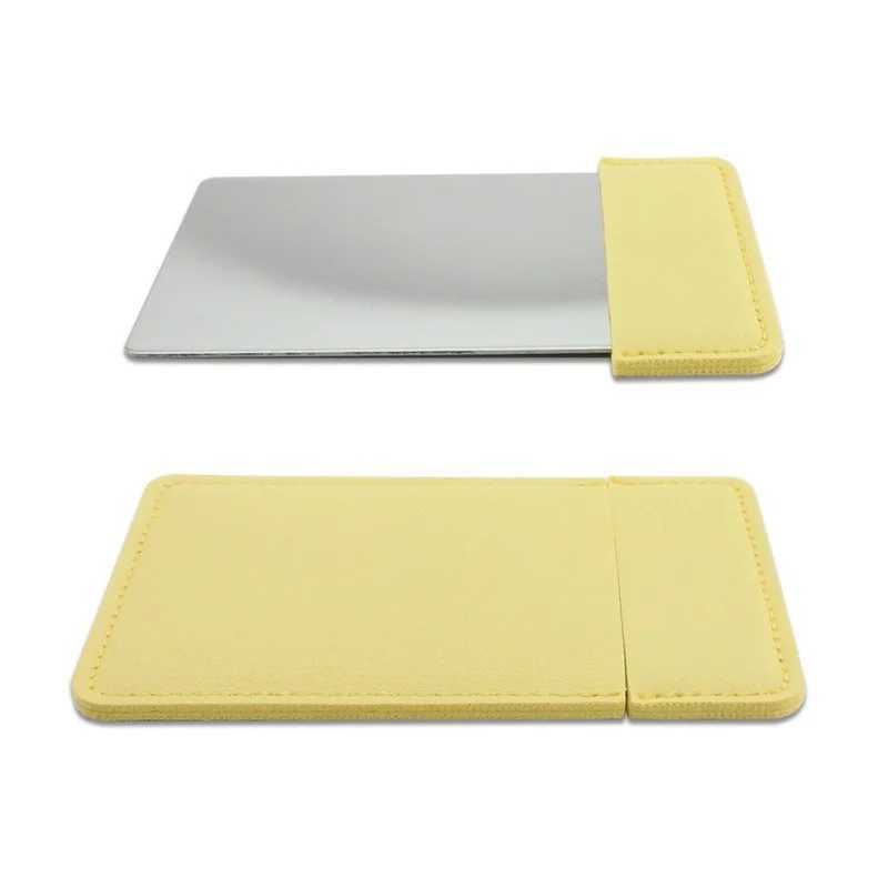 1PCS Portable Card Style Mini Shatter Proof Pocket Cosmetic Mirror PU Leather Cover Stainless Steel Unbreakable Makeup MirrorXJ241213