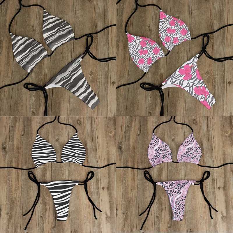 Animal Printed Summer Swimsuit Women Sexy Bikini Underpants Thong G-Strings Swimming Trunks Beachwear Bathing Fa Sexy SwimsXJ241212