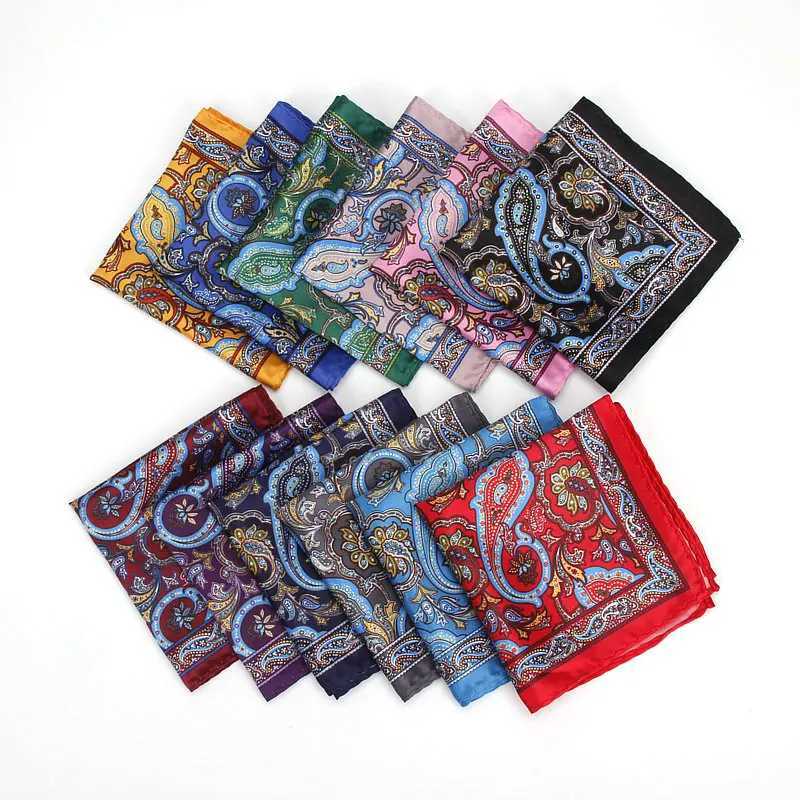 New mens handle retro Paisley pocket square soft Hanks wedding party commercial artificial silk chest scarf gift W241213