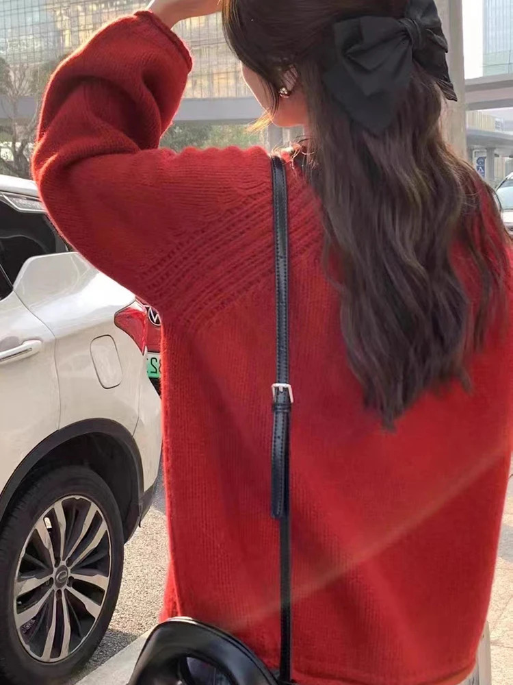 Harajuku Loose Long Sleeve Women Sweater Korean Autumn Winter Jumpers Knitwear Soft Warm Tops Chic Solid Femme Pullover 241203