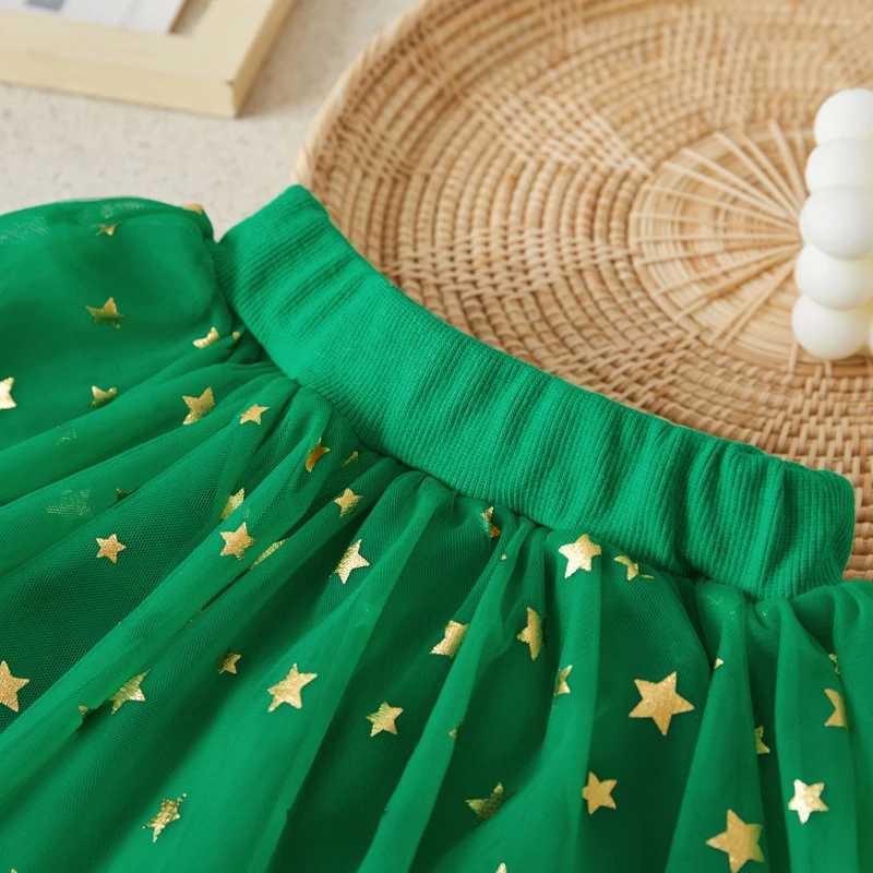 Suefenskry Baby Girl Christmas Set Soldier Embroidered Long Sleeve Sweatshirt Shining Star Printed Elastic Waist Gaul Skirt W241213