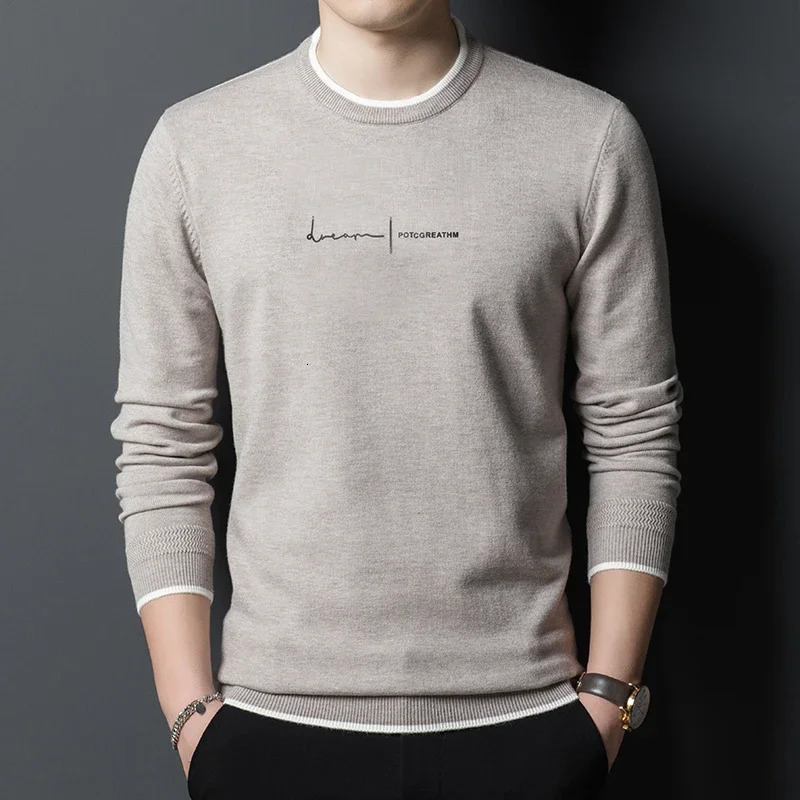 Fashion ner Knit Pullover Sweater Men Crew Letter Printed Slim Fit Autum Winter Navy Casual Jumper Clothes 241213
