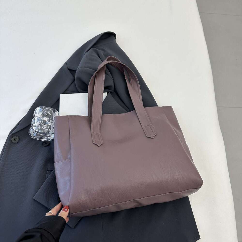Big Fashion New Style, Trendy Korean Version, Versatile, Simple, Large Capacity Tote Bag, Single Shoulder Handbag, Soft Leather Women's Bag