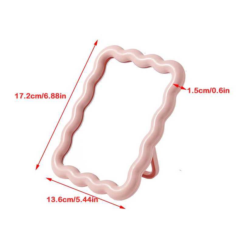 Corrugated Desktop Makeup Mirror Solid Color Simple Portable Handheld Makeup Mirror Foldable Student Compact Cute MirrorXJ241213