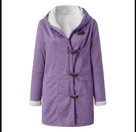European And American Winter Intellectual Simple Color Casual Button Cardigan Warm Mid Length Hooded Women's Coat Fashionable Quality Classic