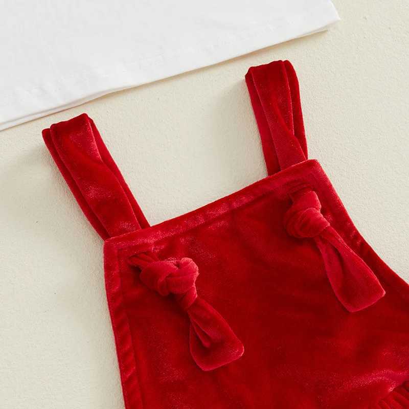 Baby and Girls Clothing Set Solid Long Sleeve Ruffle Top Velvet Pendant Ski Christmas Clothing Set W241213