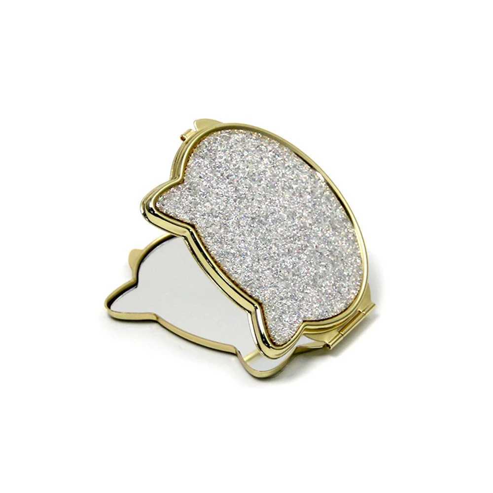 Portable Double-Sided Mirror Metal Cat Shaped Mirror Women Folding Pocket Compact Vanity Makeup Mirror Student Cosmetics MirrorsXJ241213