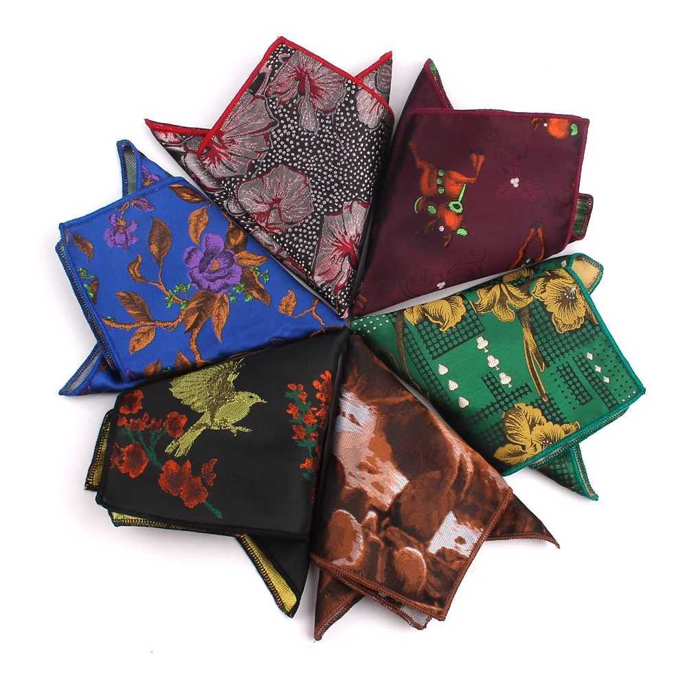 Fashion Floral Pocket Square For Men Women Cartoon Chest Towel Hanky Gentlemen Hankies Mens Handkerchief Jacquard Pocket Towel W241213