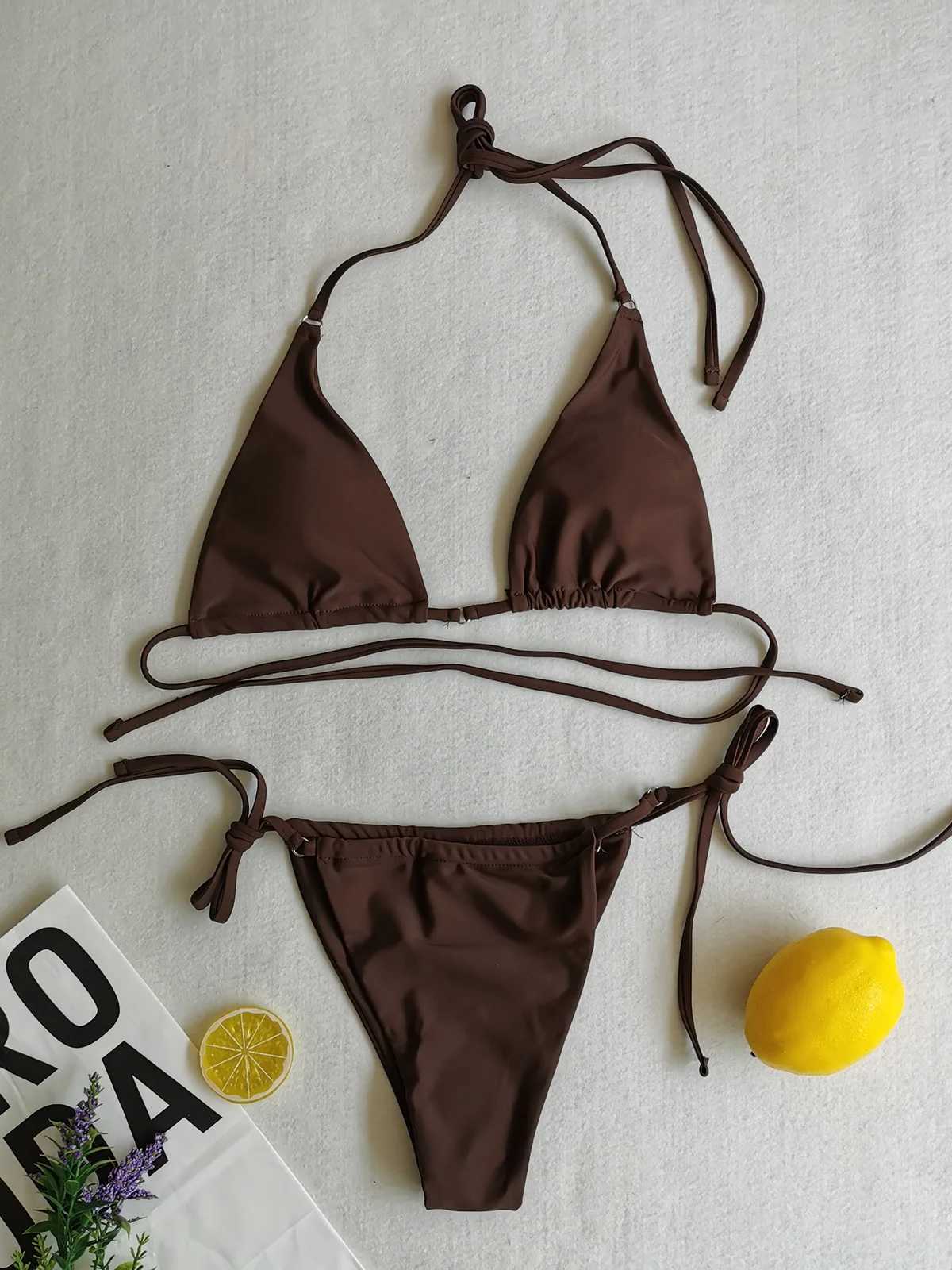 Flower Polka Dots Printed Warp Around Bikini Fa Swimsuit Women Swimwear Two-pieces Bikini set Bather Bathing Suit Swim K5323XJ241212