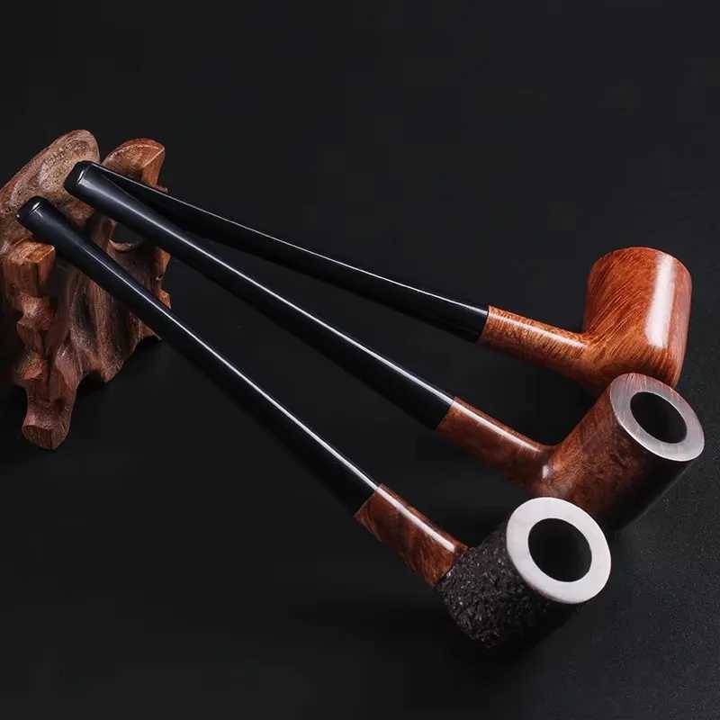 Long Briar Pipe Multi Choice Straight Smoking Pipe Best Briar Wood Pipe 3mm Filter Smoking Pipe Set Pipes for SmokingXJ241212