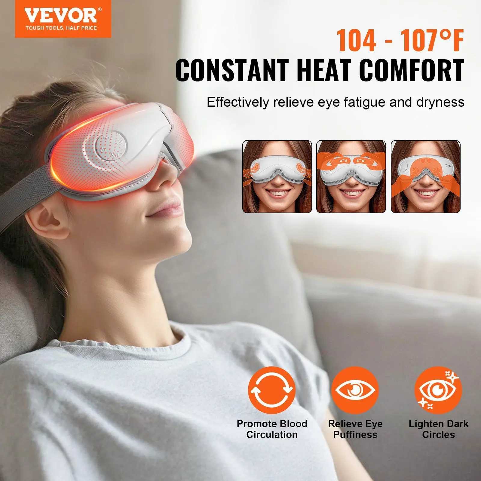 Remote eye massager with hot eye care device 5-mode Bluetooth music W241213