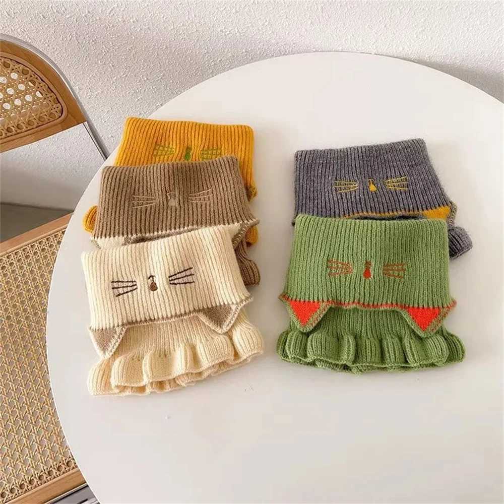 Scarves Wraps Winter Warm Plush Baby Scarf Cute Caroon Bears Boy Girl Newborn Toddler Faux Fur Children Cross Neckerchief H241213