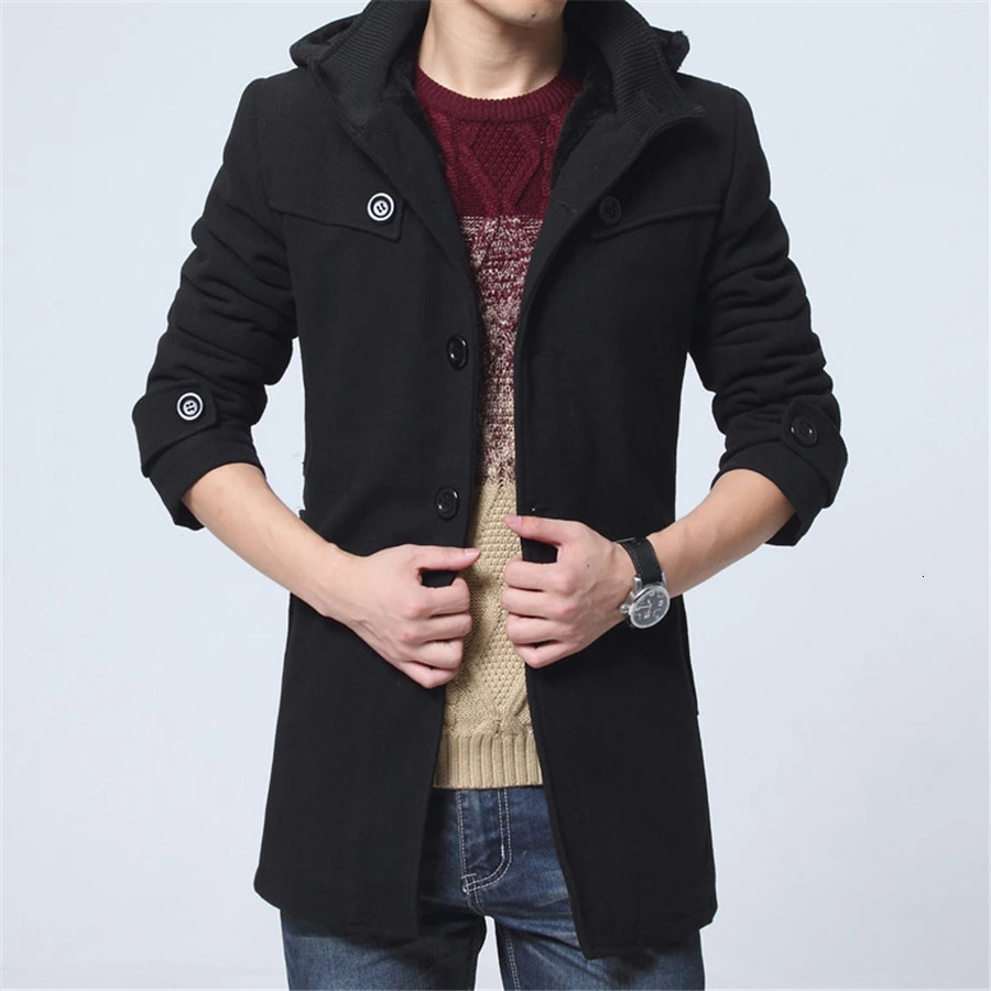 Winter Trench Coat Men Fashion Long Overcoat Male Woollen ootwear Thick Mens Clothing Size 4XL Wool Jackets 241213