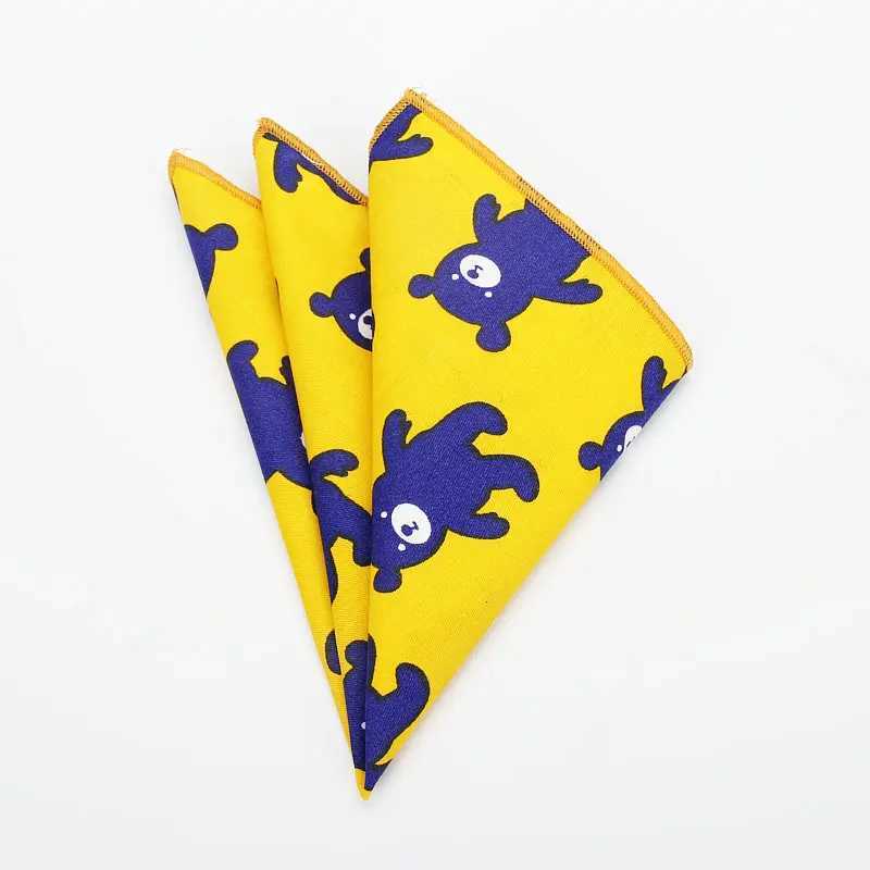 25 * 25cm brand new mens 100% pure cotton animal mens handle fish bear printed pocket square chest towel set W241213