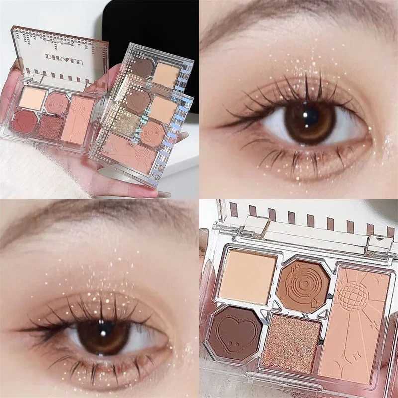 5-color eye shadow palette matte bare brown purple highlights eye shadow durable waterproof natural daily makeup W241213