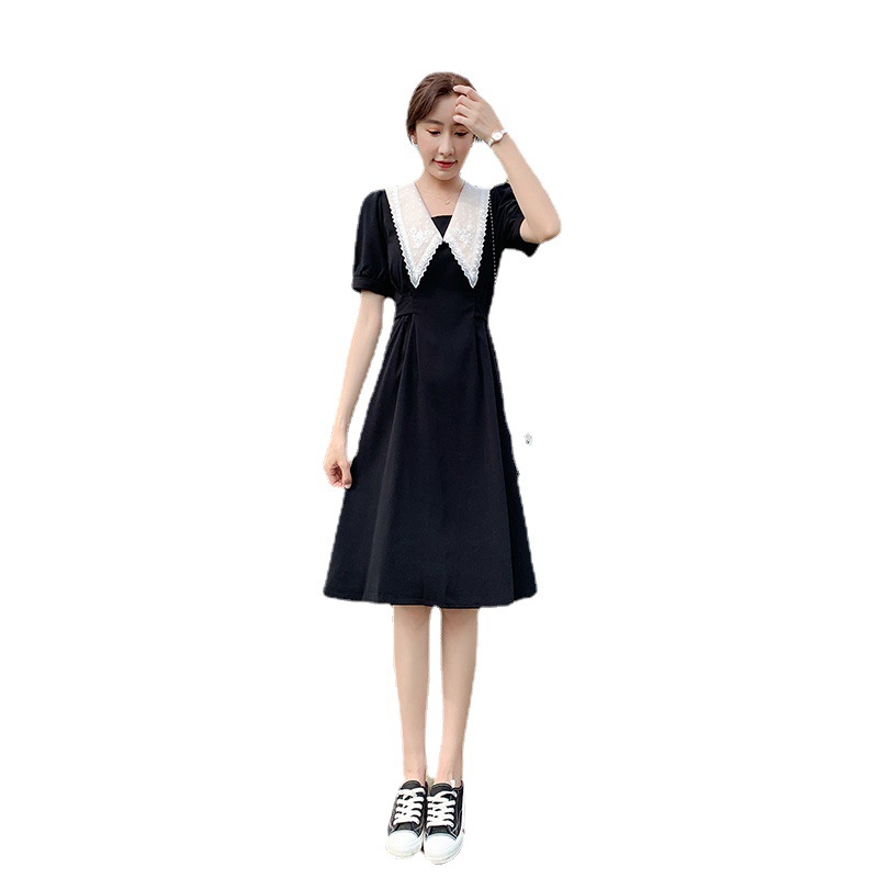 H999 Large size women's style dress summer fat cover belly slimming top retro little black dress