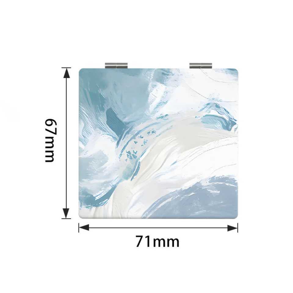 Mini Folding Makeup Mirror PU Double-Sided Heart Pattern Cosmetic Mirror Portable Handheld Pocket Square High-definition MirrorXJ241213