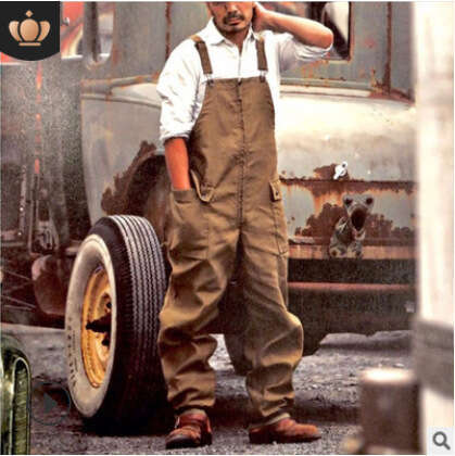 European And American New Four Season Solid Color Loose Straight Leg Workwear Casual Overalls