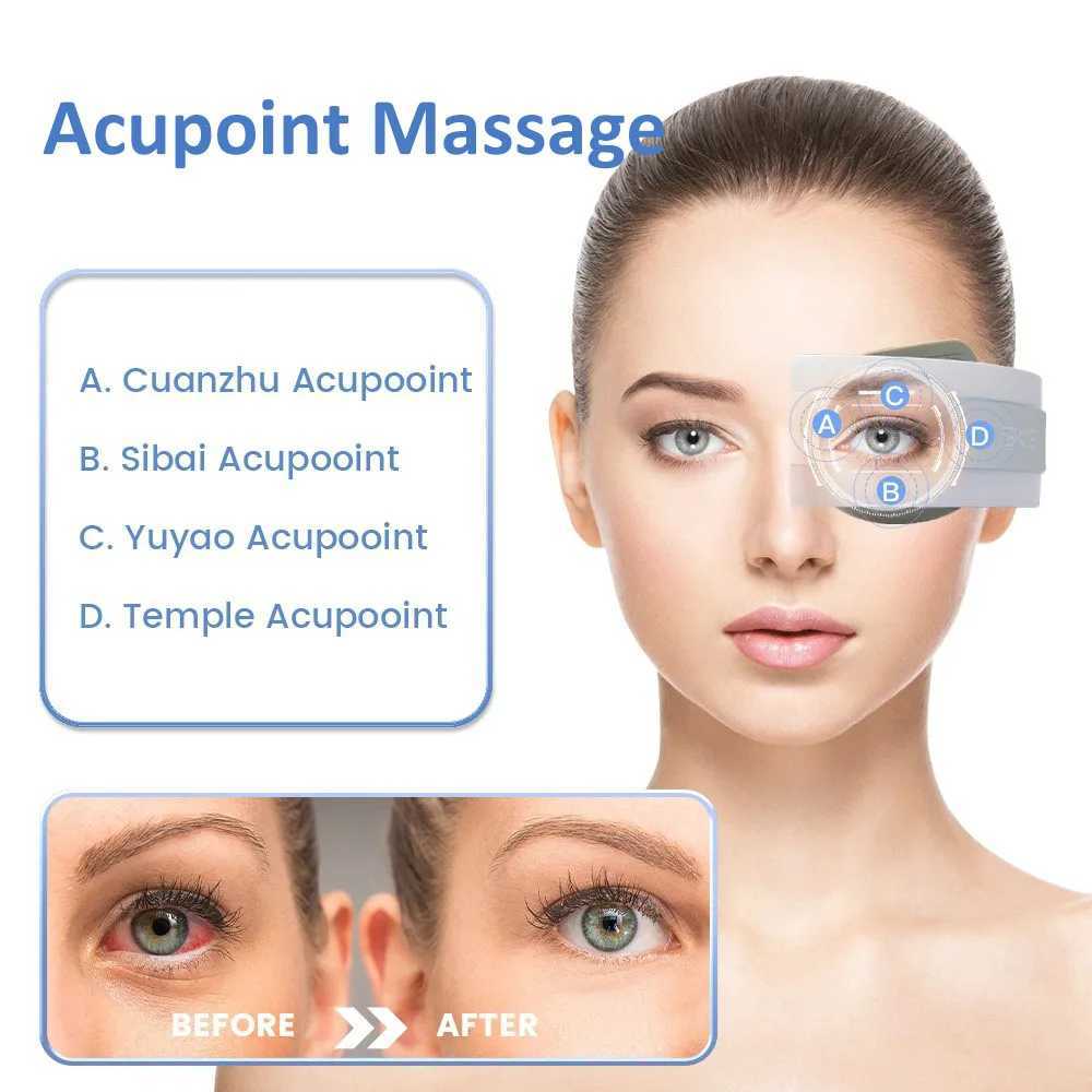4D intelligent eye massager electric eye care device with heat stress therapy massage heat compression used for relaxation and reducing eye fatigue W2