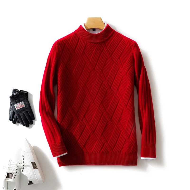 Mens Oneck Diagonal Stripe Pullover 100% Pure Cashmere Wool Soft Sweater Autumn Winter Casual Thick Basis Large Size Top 241213
