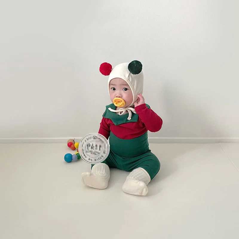 Ins Style Baby Fashion Christmas Costume Set Hoodie High Waist Pants Hat Set Newborn Baby Girl Boy Christmas Set W241213