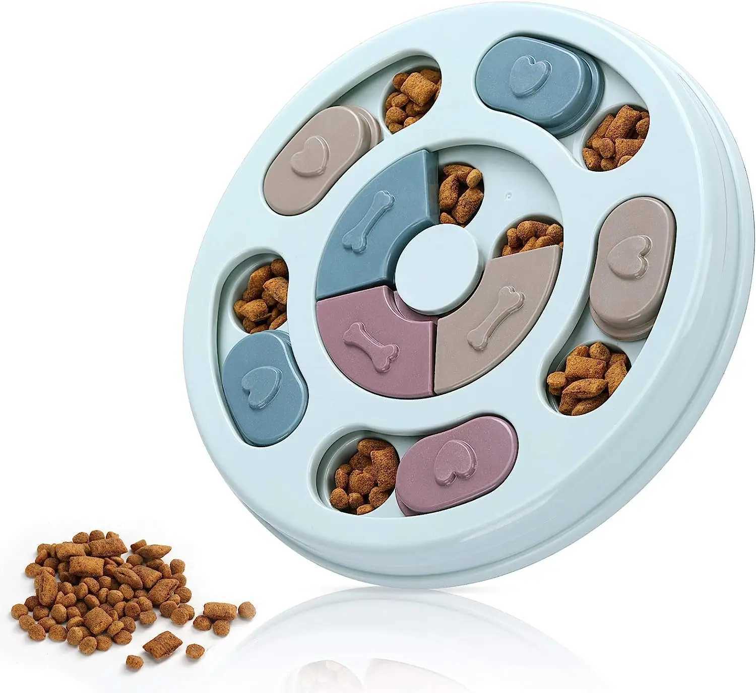 Dog puzzle toy slow food dispenser feeding interactive board bowl anti slip and anti suffocation increase IQ cat training game X241213