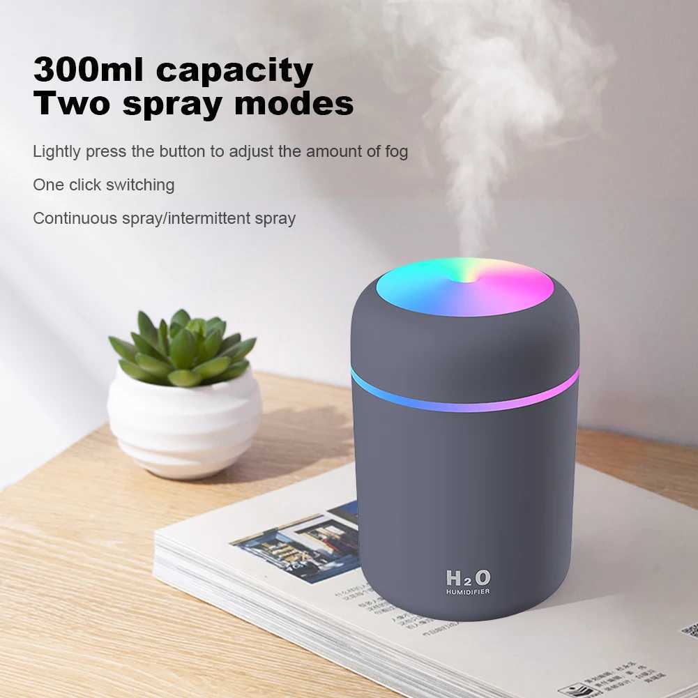 300ml Air Humidifier Portable Ultrasonic Colorful Light Aroma Diffuser Cool Mist For Car Bedroom Home Purifier HumificadorXJ241213