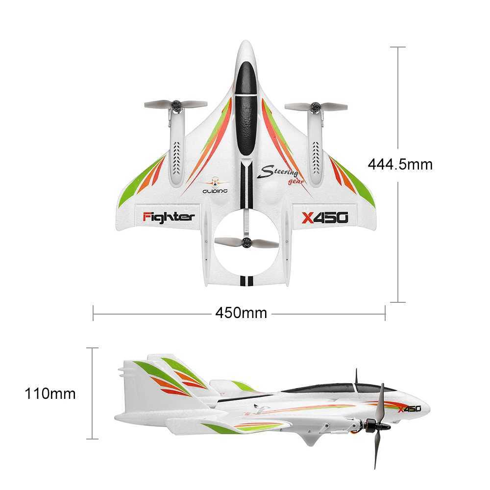 Electric/RC Aircraft WLtoys XK X450 RC Airplane RC Glider Fixed Wing Aircraft with 3 Models 2.4G 6CH 3D/6G RC Helicopters Vertical Takeoff RTF L250913