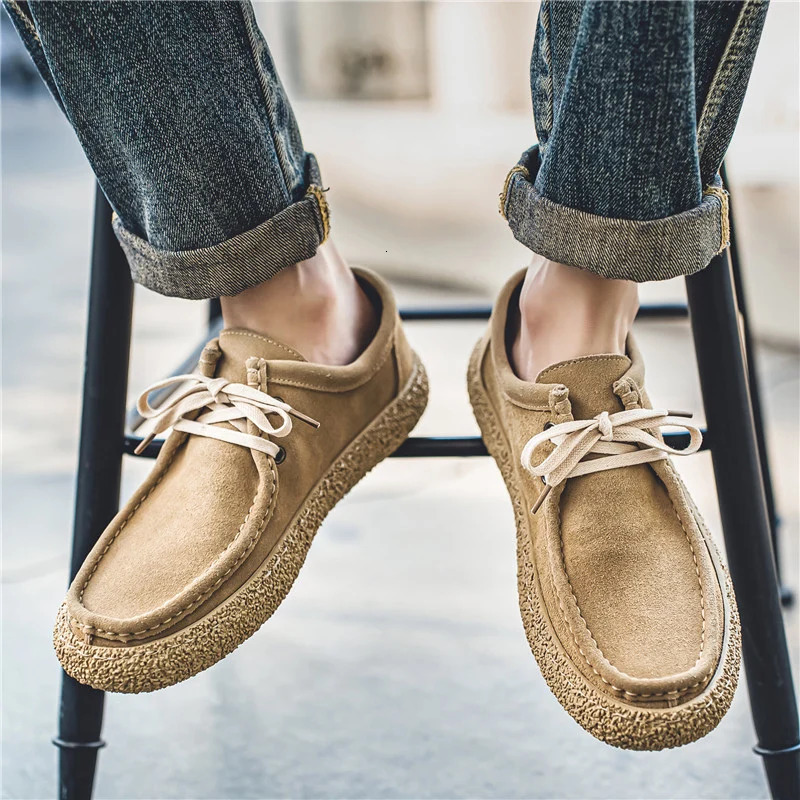 Fashionable retro casual mens shoes comfortable lace upper shoes mens flat sports shoes classic lightweight driving shoes Zapatos Hombre 241213