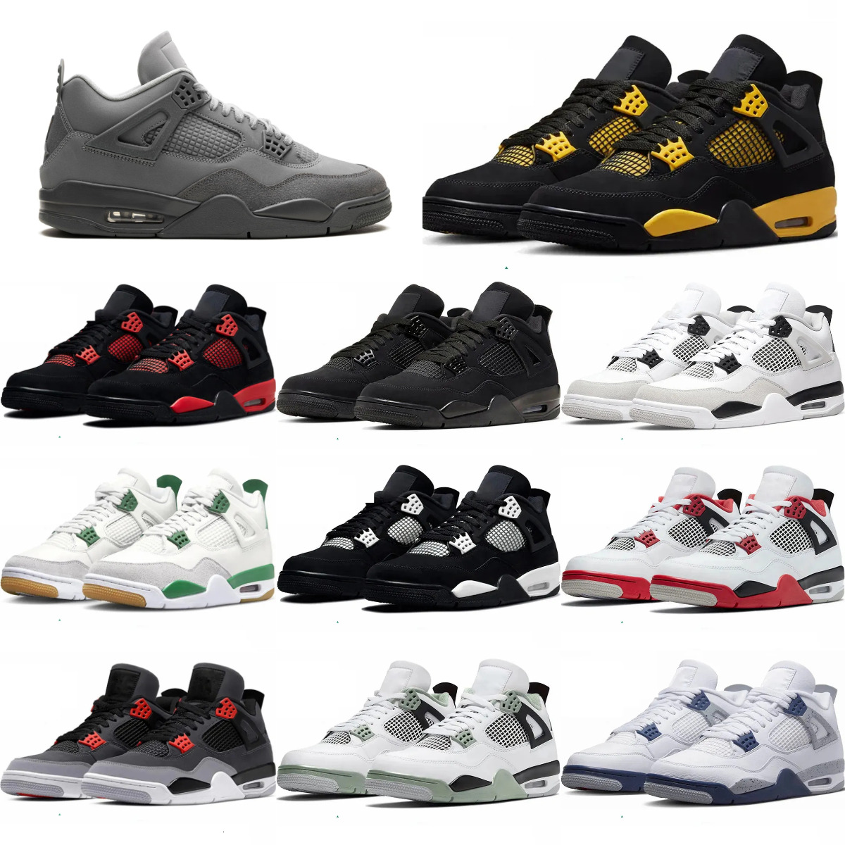 Basketball Shoes 4 4s Mens Women Military Black Cat Cream White Oreo Wet Cement Tennis Sports Cool Grey Infrared Red Thunder Seafoam BORDEAUX Pure Money Sneakers V96