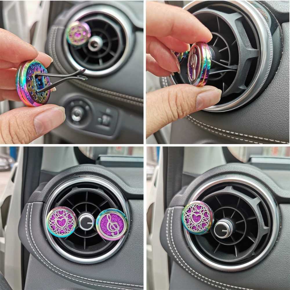Refillable Car Air ener Smell Perfume Diffuser Clip Auto Vent Essential Oil Stainless Steel Locket Interior AccessoriesXJ241213