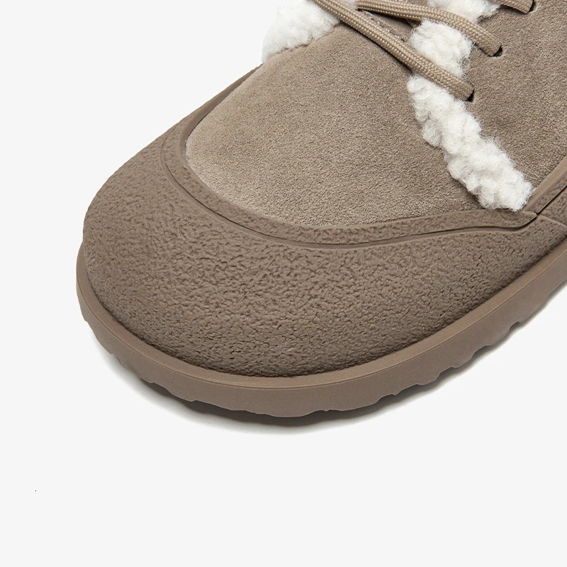 Beautoday Winter Apartment Womens Cow Fleece Patch Work Round Toe Warm Short Plush Cross Tie Decoration Womens Flat Shoes Handmade 22810 241213