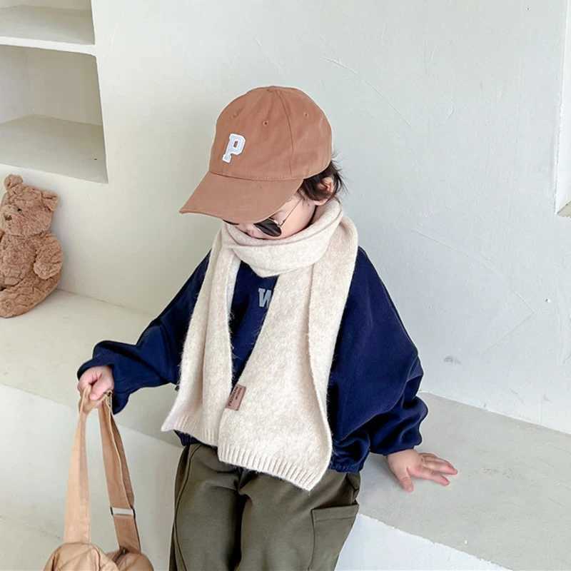 Scarves Wraps Autumn Winter Wool Baby Scarf for Kids Boy Girl Korean Fashion Solid Color Scraf Cashmere 15*130cm Scarf for 3-12 Year Children H241213