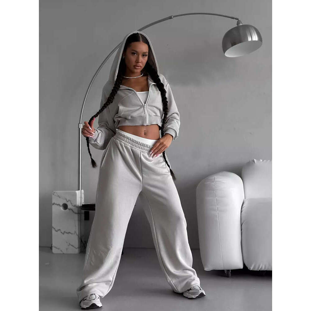 Sexy European American Suit, Long Sleeved Hooded Shorts With Exposed Waist, Cardigan, Sports Pants, Trendy Clothing, Fashionable And Casual Temperamen