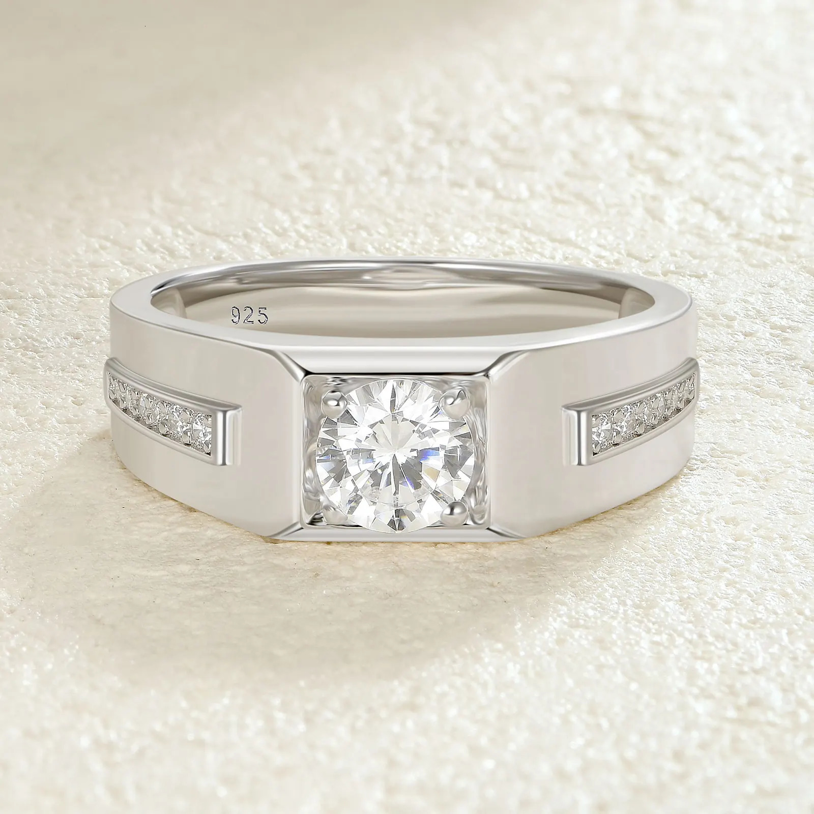she Mens Wedding Ring 925 Pure Silver Card Round Cubic Zircon Promise Size 812 241210