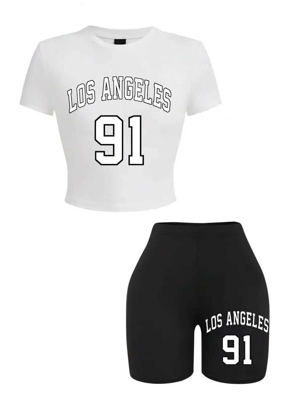 Women's Two Piece Pants Women Slim Crop T-Shirts Shorts Two Pieces Set Brooklyn New York City Art Letter Prints Tops Fashion Modal Cotton Soft Cl