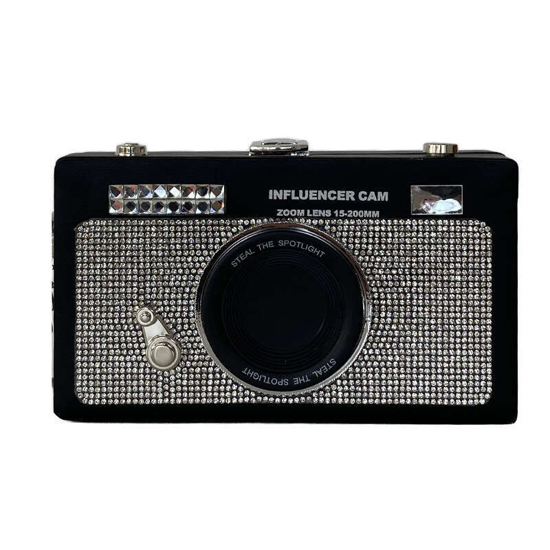 Super hot box crossbody women's heavy industry diamond inlaid high-end camera niche chain small square bag, 2024 new casual fashion trend clothin