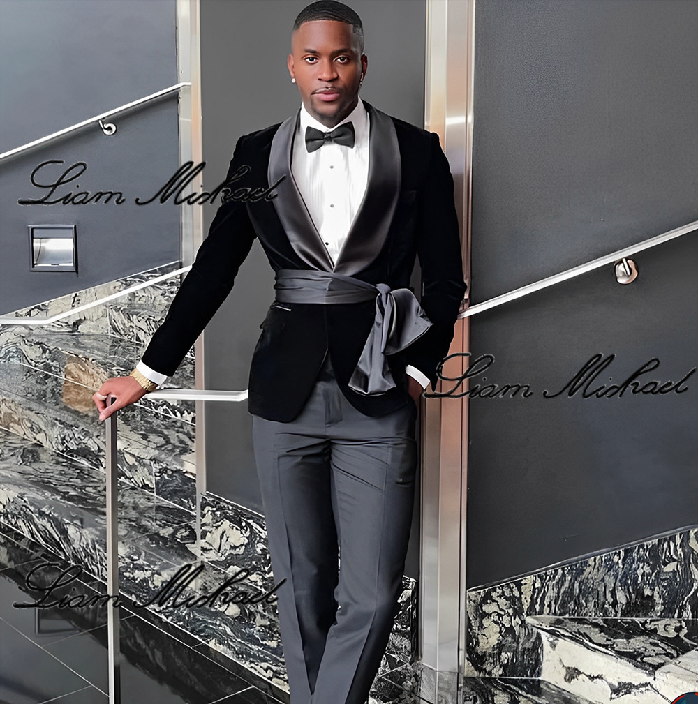 Black Veet Jacket 3 Piece Suit Wedding Groom Tuxedo 2024 Fashion Customized Men's Clothes Elegant