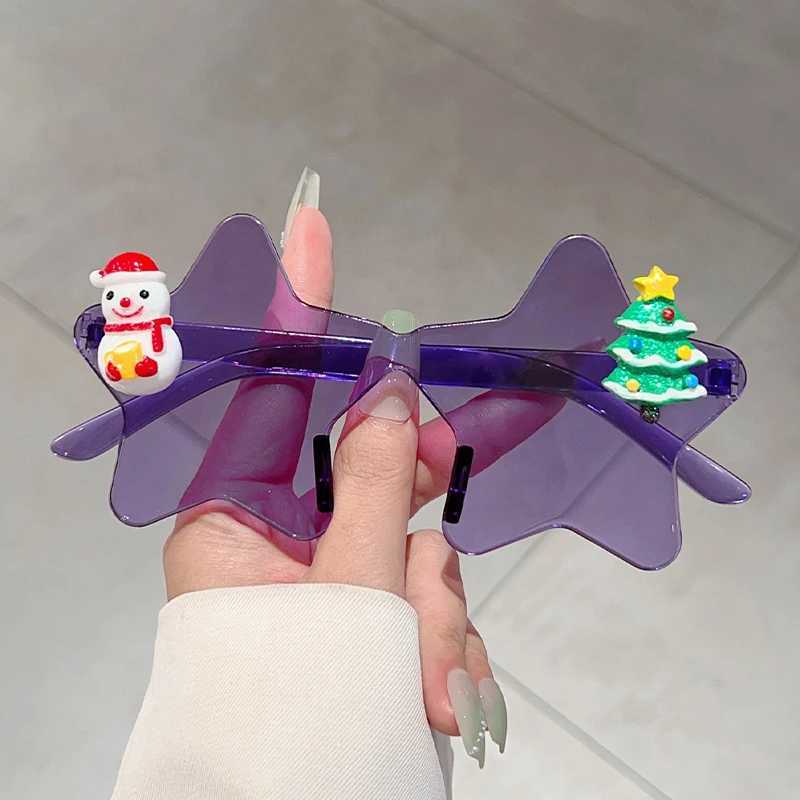Sunglasses KAMMPT Fashion Candy Color Rimless Shades Women Ins Brand Festival Party Sunglasses New Trendy Star Christmas Decor Sun Glasses H241213