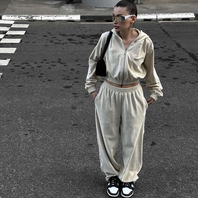 Casual Sui Women's European American Sree Syle Sleeved Hooded Cardigan, Elasic Long Pans Wo-Piece Se, Rendy Clohing, Fashionable And Casual