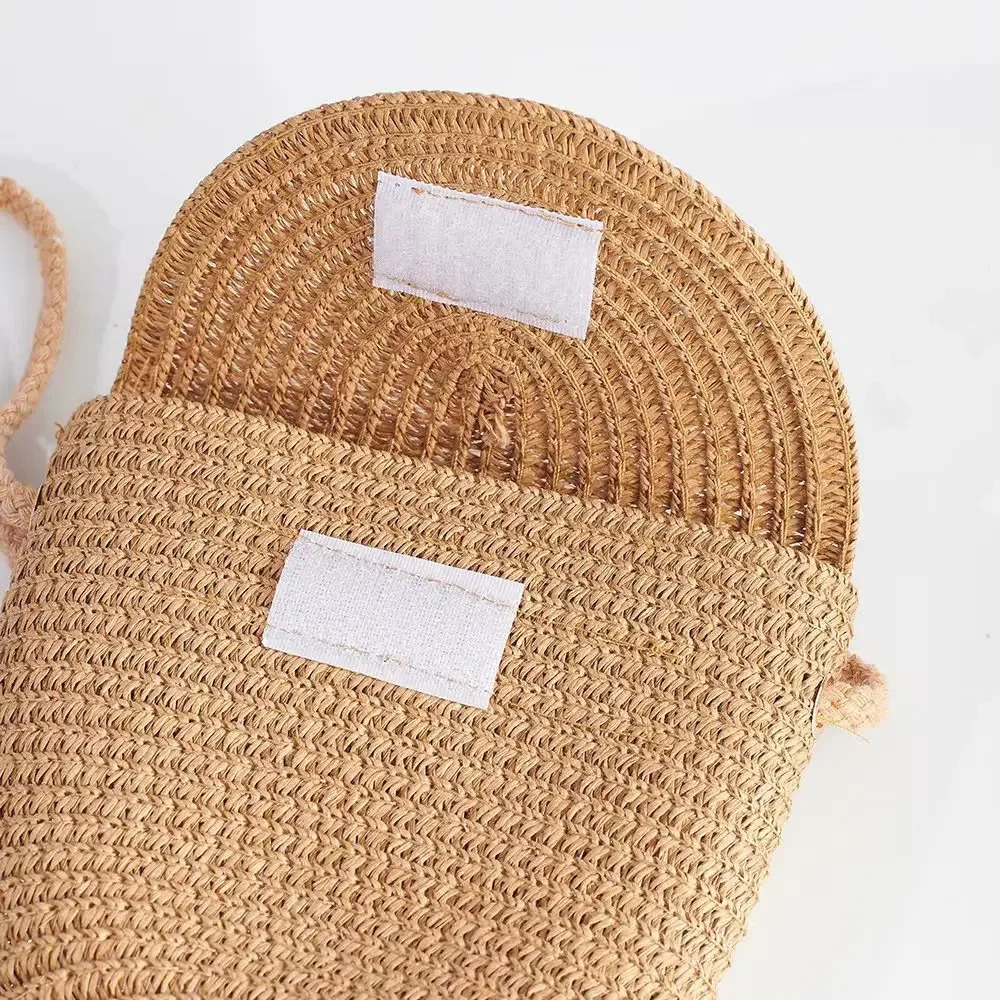Fashion Woven Straw Bag Handmade Rattan Crossbody Handbags Knit Summer Beach Small Purse Women Shoulder Messenger Bags Wallet 241203