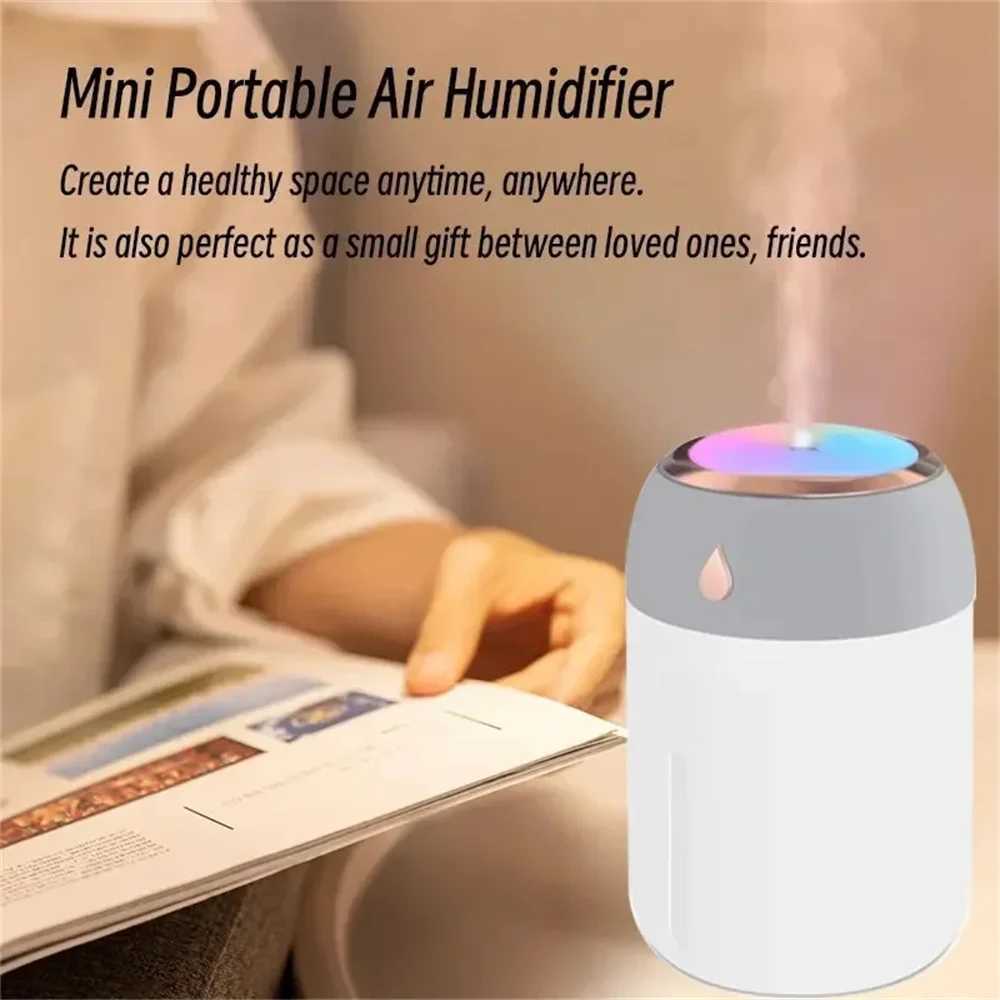 Mini USB Portable Air Humidifier Aroma Diffuser LED Cool Light Mist for Room Home Car Plant Purifier 330ml XJ241213